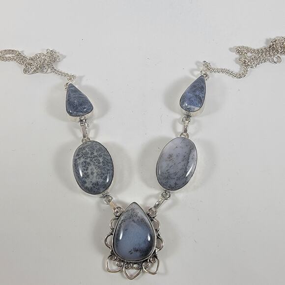 Unique Dendritic Agate Pendant Necklace Sterling Silver Handmade Artisan Jewelry - Picture 4 of 10